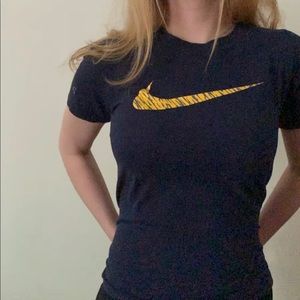 Nike Navy/Yellow Leopard Logo Shirt